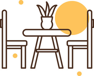 Isolated home table with chairs block and line vector