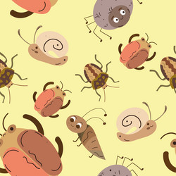 seamless pattern background with insect sketch vector image