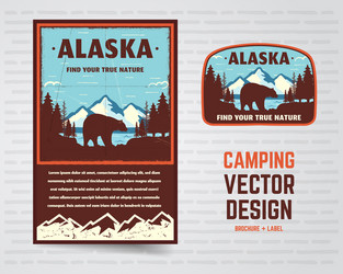 Alaska Mountain Adventure Poster Vector Image
