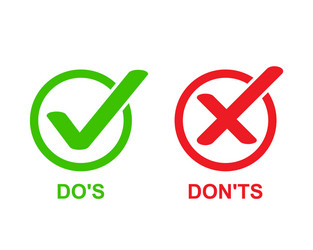 check marks ui button with dos and donts flat vector