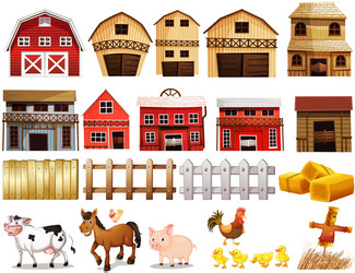 Farm buildings set Royalty Free Vector Image - VectorStock