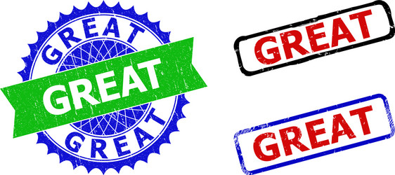 Great rosette and rectangle bicolor seals vector