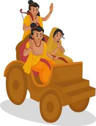 Lord Rama and Sita in Chariot Vector Image