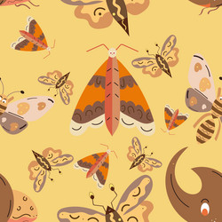 Seamless pattern background with insect sketch vector