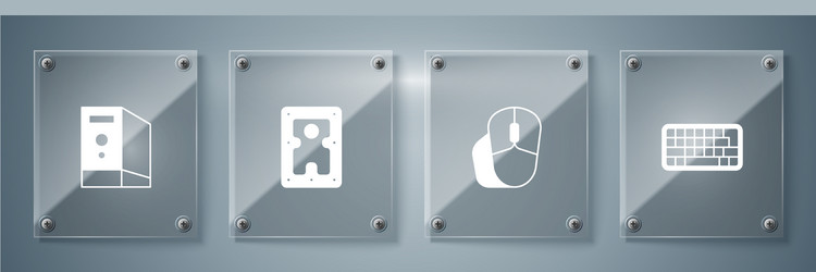 set keyboard computer mouse hard disk drive hdd vector image