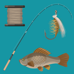 two hooks bobbin landing net spinning vector