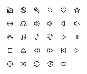 Music outline icons 29 4 pixel stroke vector