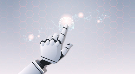 Robot Hand on Touchscreen Interface vector image