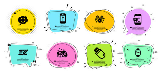 Safe time usb stick and recovery data icons set vector