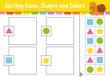 sorting game shapes and colors cut glue vector image