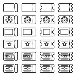 ticket icons set on white background line style vector image
