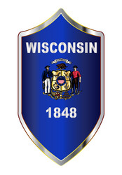 Wisconsin state flag on a crusader style shield vector