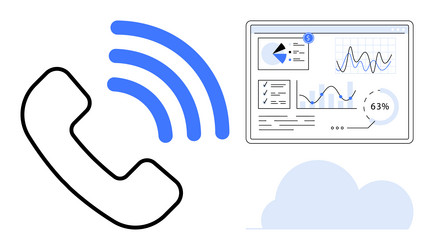 communication and data analytics with cloud vector image