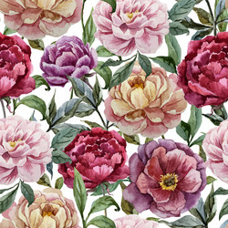 Elegant Watercolor Peony Pattern Vector Image