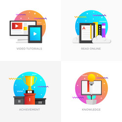 flat designed concepts - video tutorials read vector image
