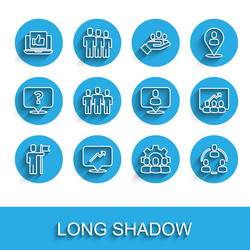 set line team leader graph schedule chart hand vector image