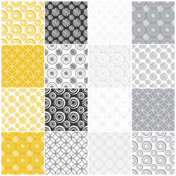 yellow and gray seamless patterns with circles vector