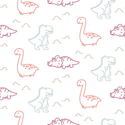 dinosaurs line style cute baby seamless Vector Image