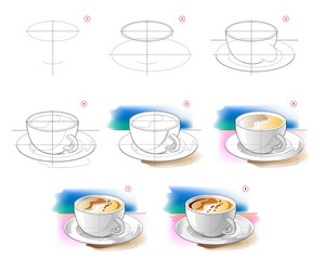 how to learn draw sketch cup coffee vector image