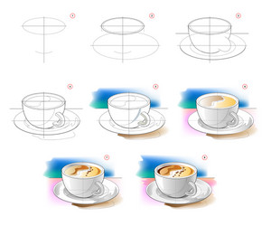 how to learn draw sketch cup coffee vector