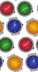 Seamless texture with multicolored realistic clock vector