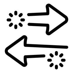 two arrows exchanging data with loading circles vector image