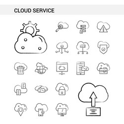 Cloud service hand drawn icon set style isolated vector