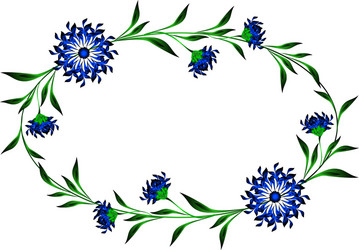 Frame with cornflowers in the shape of a circle vector