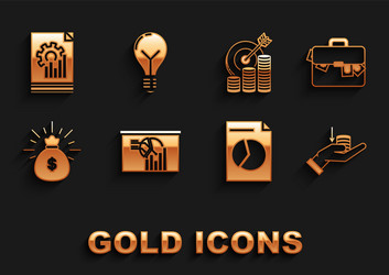 set board with graph chart briefcase and money vector image