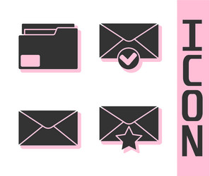 Set envelope with star document folder vector
