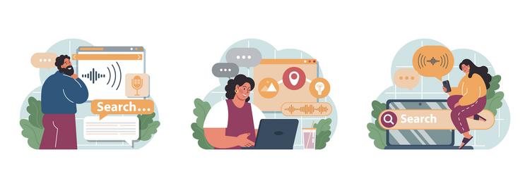 voice search set artificial intelligence virtual vector image
