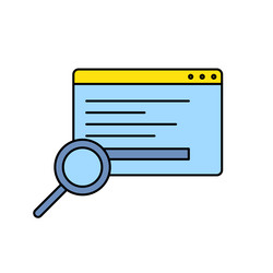 browser window opened with magnifier search vector