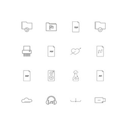 files and folders sign simple linear icons set vector image
