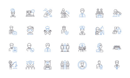 gentlemen line icons collection dapper vector