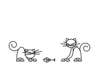 cat print funny kittens playing with a fish vector image