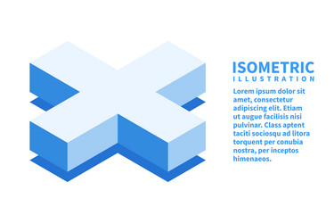 Cross icon isometric template for web design vector