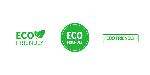 set eco friendly green badges with tree leaf Vector Image
