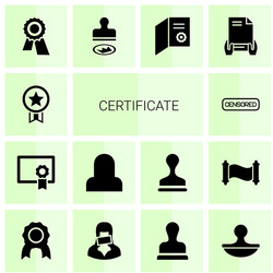 14 certificate icons vector