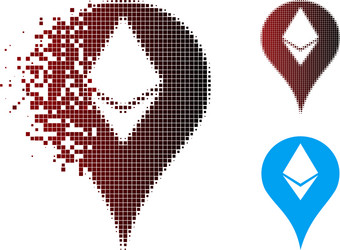 disintegrating pixelated halftone ethereum map vector image
