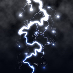 lightning flash light thunder spark on black vector image