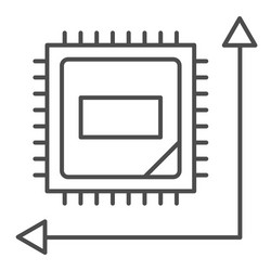 microchip in graph thin line icon computer chip vector image