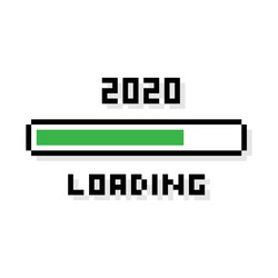 Pixel art 8-bit 2020 year loading vector