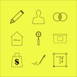 web linear icon set simple outline icons vector image