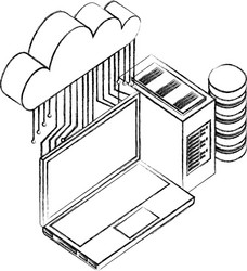 Cloud computing laptop database server connection vector