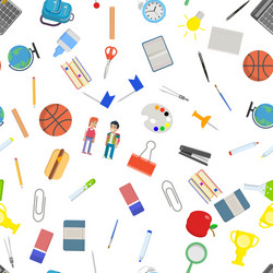 Different school objects in good seamless pattern vector