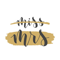Handwritten lettering mr and mrs Royalty Free Vector Image
