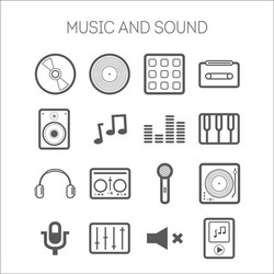 set of simple icons with musical objects vector