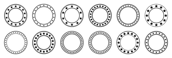 stars of various sizes arranged in a circle round vector image