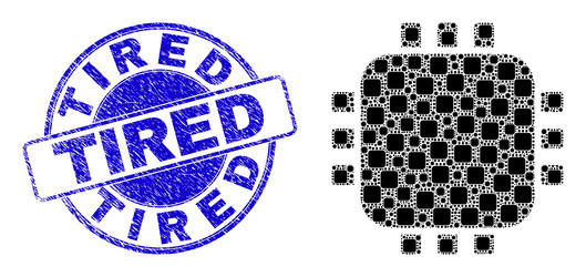 textured tired stamp seal and processor fractal vector image