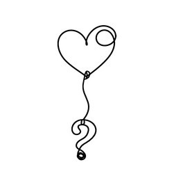 abstract heart with question mark as continuous vector image